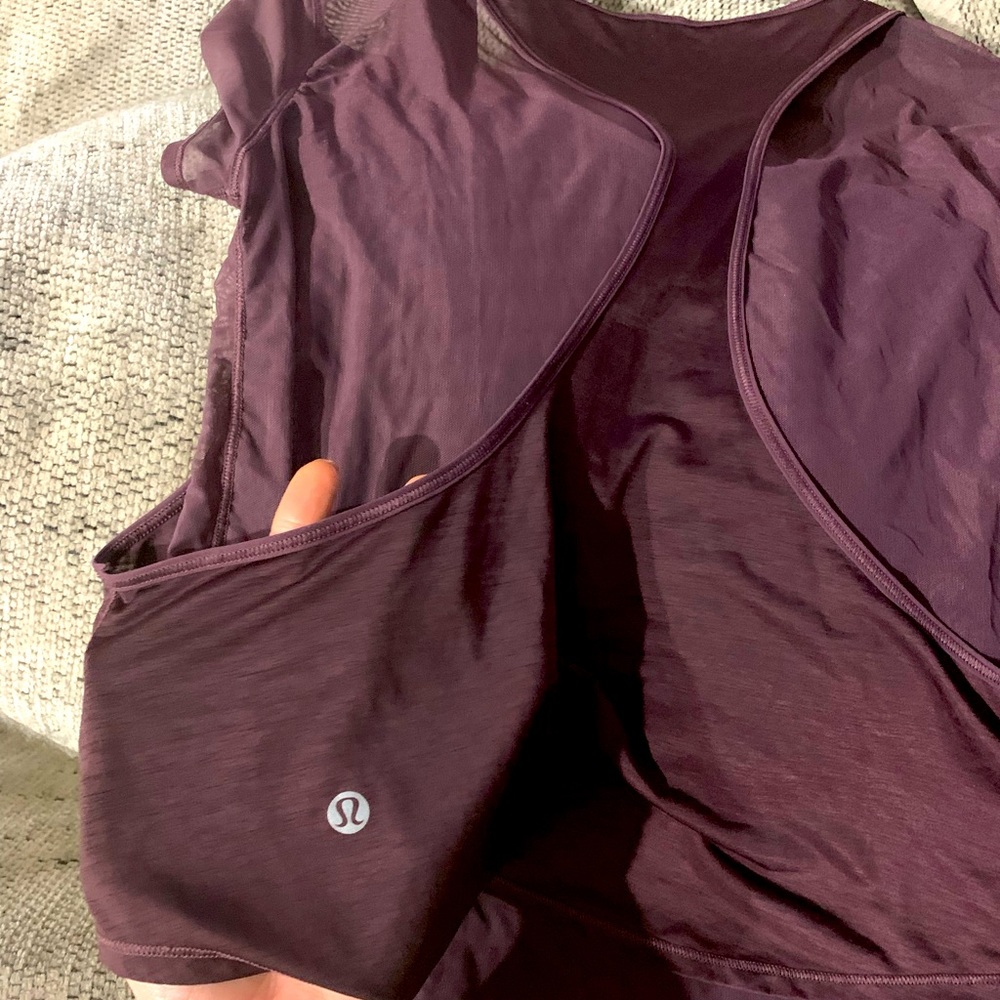 Sheer purple lululemon top with overlay